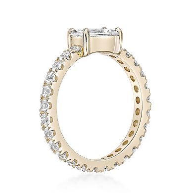 Gemminded 18k Gold Over Silver Lab-Created White Sapphire Ring