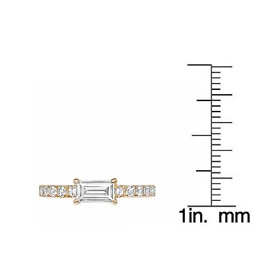 Gemminded 18k Gold Over Silver Lab-Created White Sapphire Ring