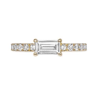 Gemminded 18k Gold Over Silver Lab-Created White Sapphire Ring