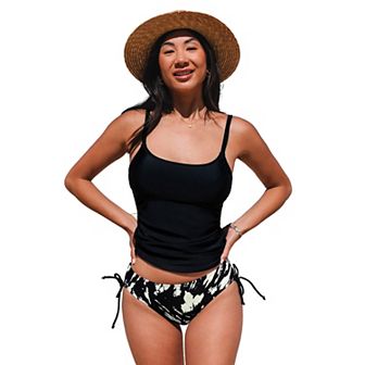 Women's Cupshe 2 pc Scoop Neck Tankini Swim Top & Swim Bottoms Set