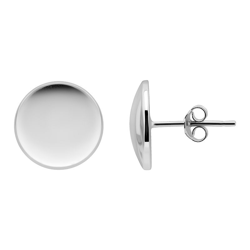 Aleure Precioso Round High Polished Dome Post Earrings, Women's, Sterling