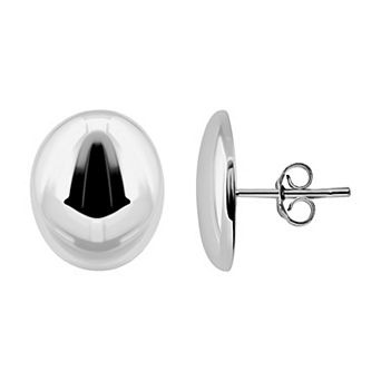 Aleure Precioso Oval High Polished Dome Post Earrings