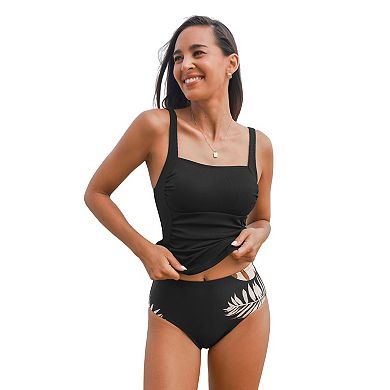Women's Cupshe 2-pc. Tummy Control Floral Tankini Swim Top & Swim Bottoms Set