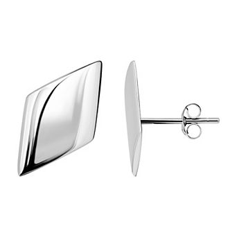 Aleure Precioso High Polished Diamond Shape Post Earrings