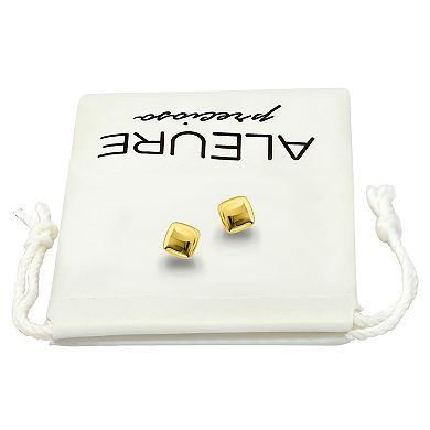 Aleure Precioso High Polished Square Button Post Earrings