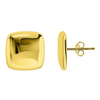 Aleure Precioso High Polished Square Button Post Earrings