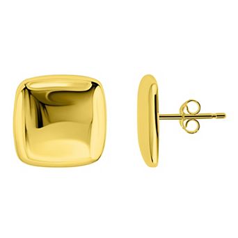 Aleure Precioso High Polished Square Button Post Earrings
