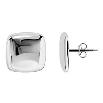 Aleure Precioso High Polished Square Button Post Earrings