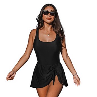 Women's Cupshe Scoop Neck Wide Straps Tie Knot Swimdress