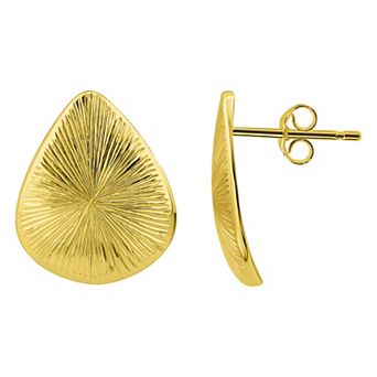 Aleure Precioso Teardrop Shape With Starburst Etching Post Earrings