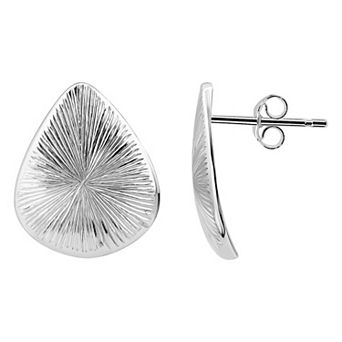 Aleure Precioso Teardrop Shape With Starburst Etching Post Earrings