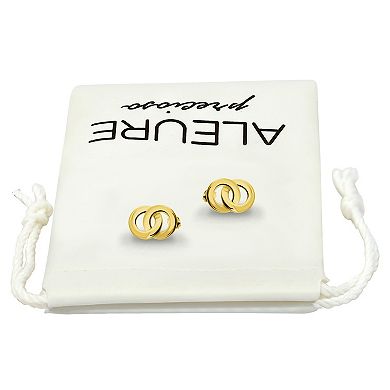 Aleure Precioso Polished Double Interlocking Circles Post Earrings