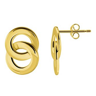 Aleure Precioso Polished Double Interlocking Circles Post Earrings