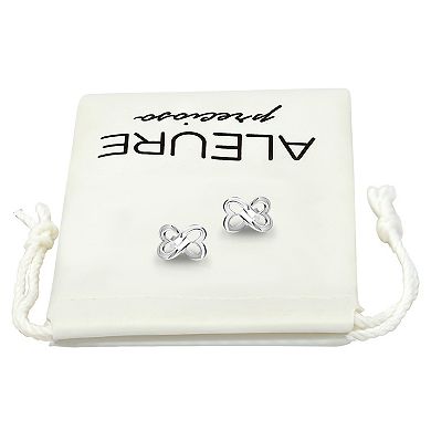 Aleure Precioso Polished Double Interlocking Hearts Post Earrings