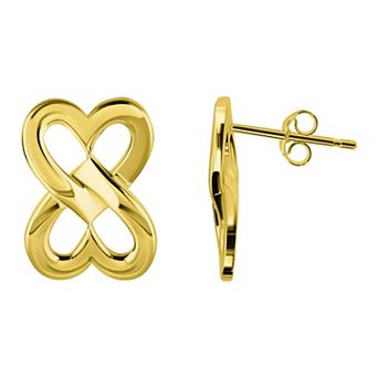 Aleure Precioso Polished Double Interlocking Hearts Post Earrings