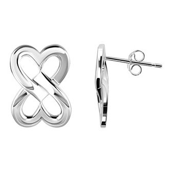 Aleure Precioso Polished Double Interlocking Hearts Post Earrings