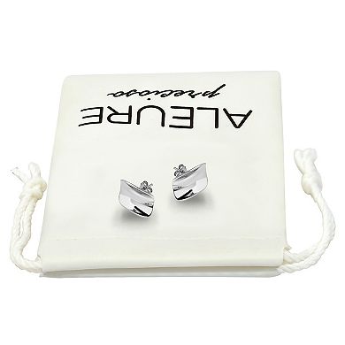 Aleure Precioso Polished Rectangle Shape Post Earrings