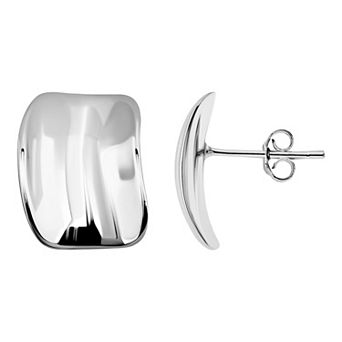 Aleure Precioso Polished Rectangle Shape Post Earrings
