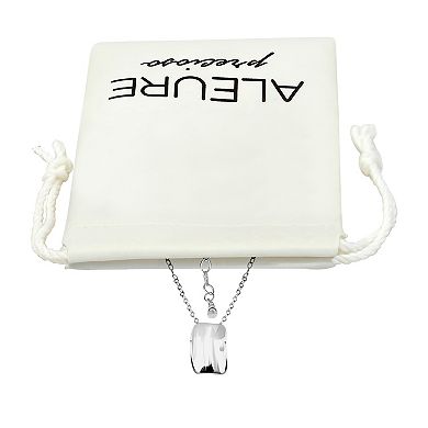Aleure Precioso Polished Rectangle Slide Pendant Necklace