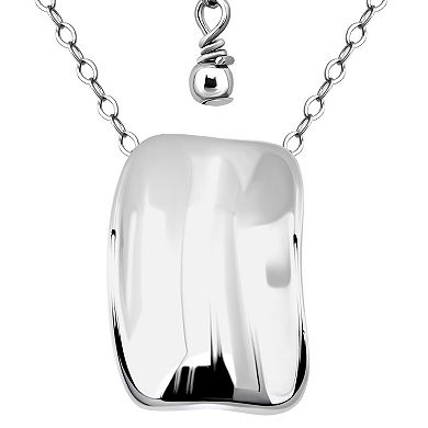 Aleure Precioso Polished Rectangle Slide Pendant Necklace