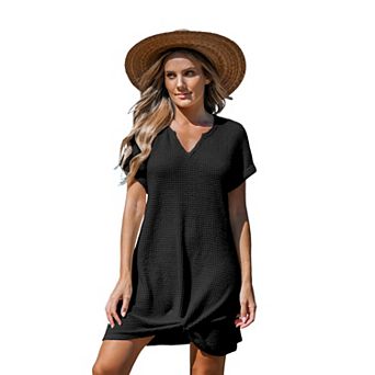 Women's Cupshe Waffle-Knit Short Sleeve Cover-Up Mini Dress