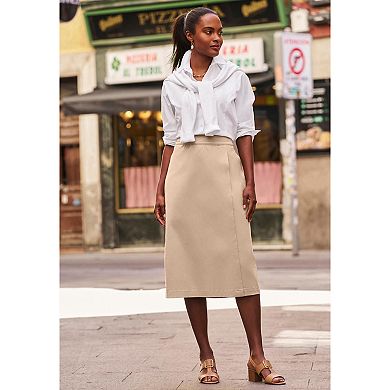 Jessica London Women's Plus Size Chino Faux Wrap Skirt