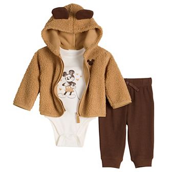 Baby Jumping Beans® Disney's Mickey Mouse 3 pc Hoodie, Bodysuit & Pants Set