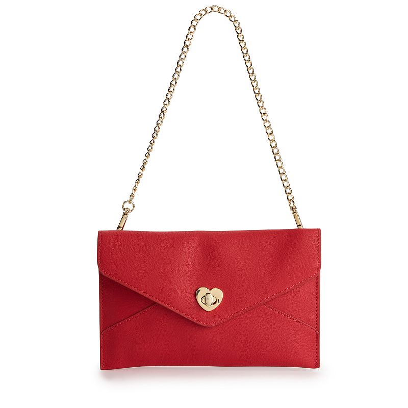 LC Lauren Conrad Dani Heart Envelope Shoulder Bag, Aster Red