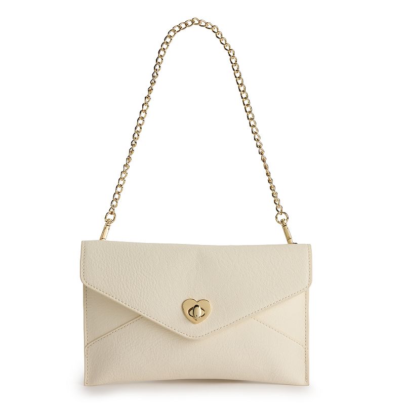 LC Lauren Conrad Dani Heart Envelope Shoulder Bag, Ivory Silk