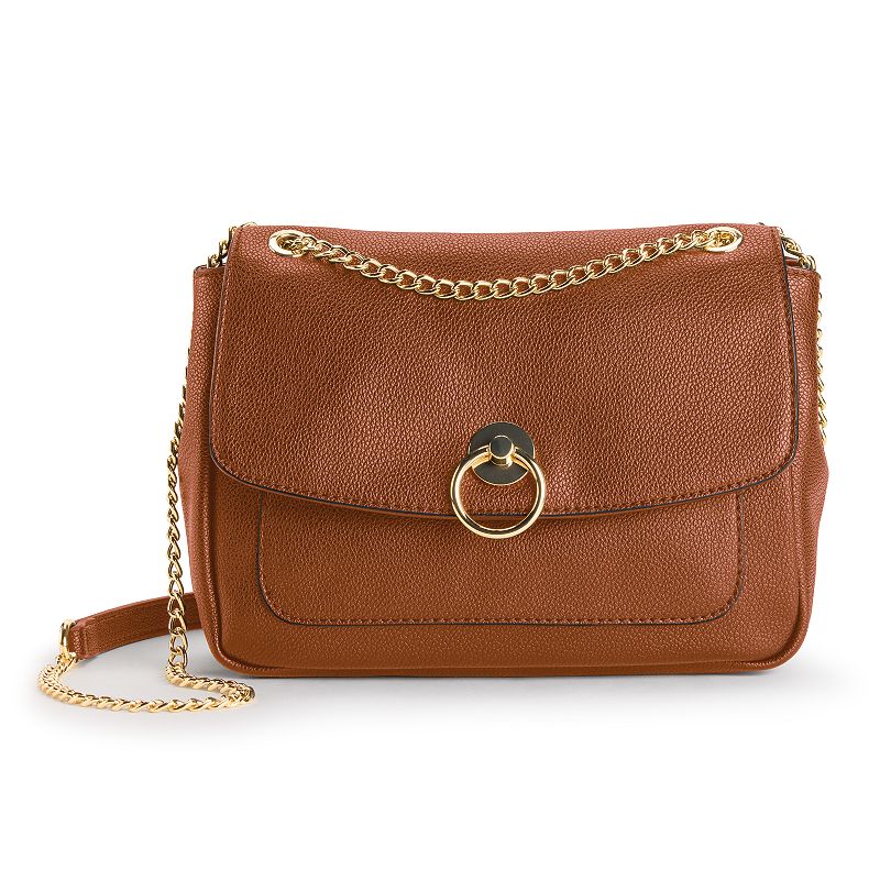 LC Lauren Conrad Leah Soft Flap Crossbody Bag, Saddle