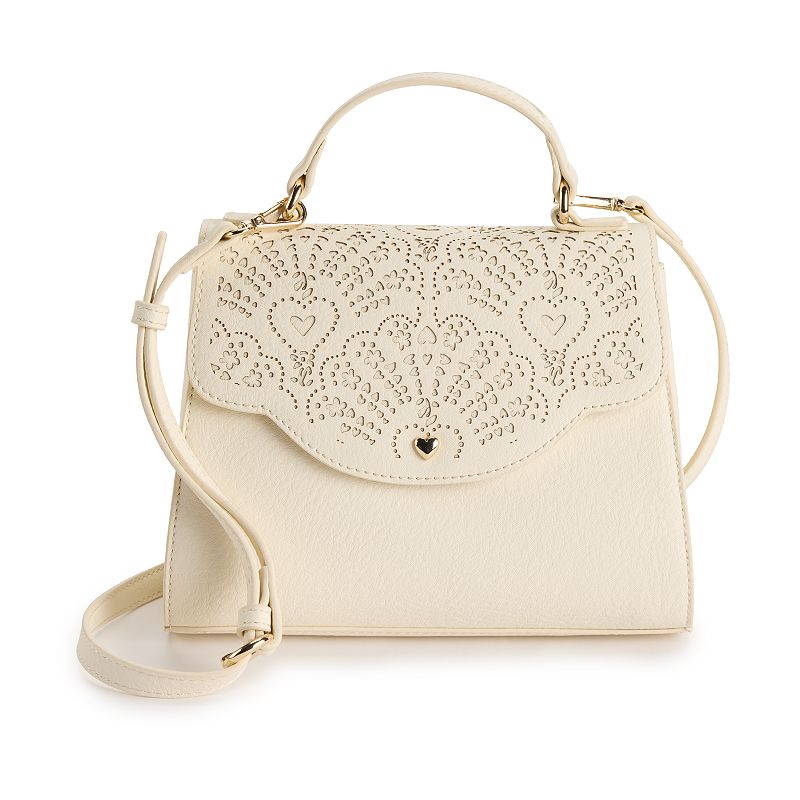 LC Lauren Conrad Marissa Heart Crossbody Bag, Ivory Perf Heart
