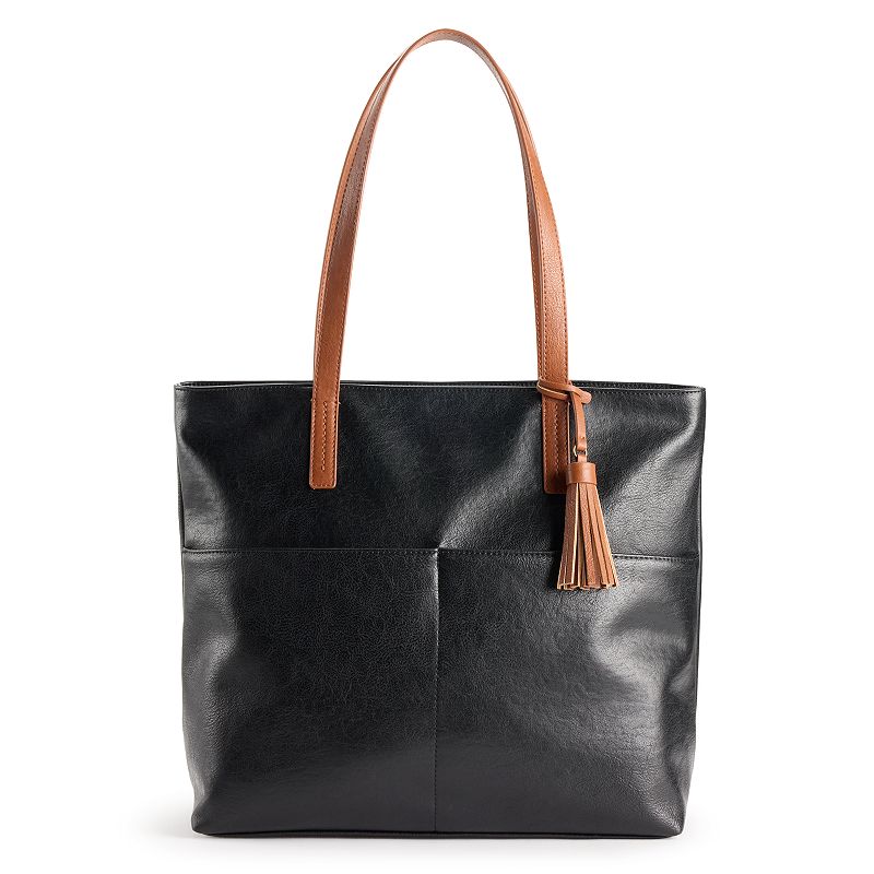 Sonoma Goods For Life® Large Pocket Tote Bag, Black Red Block