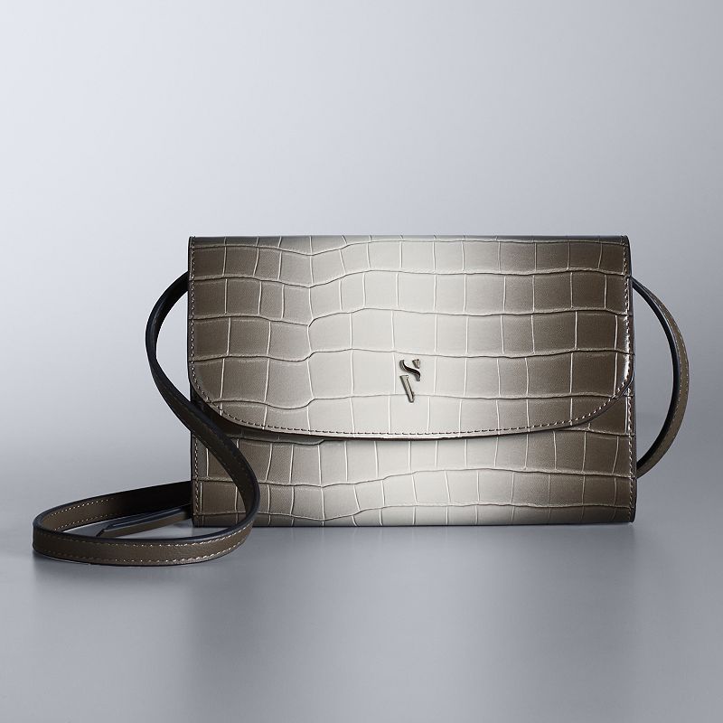 Simply Vera Vera Wang Signature Mini Crossbody Bag, Neutral Croco Ombre