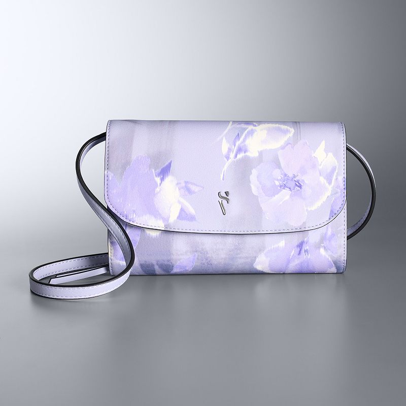 Simply Vera Vera Wang Signature Mini Crossbody Bag, Purple Water Floral