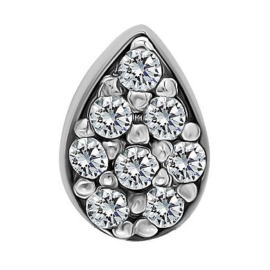 Aleure Precioso Pave Cubic Zirconia Teardrop Stud Post Earrings