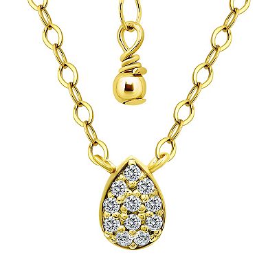 Aleure Precioso Pave Cubic Zirconia Teardrop Pendant Necklace