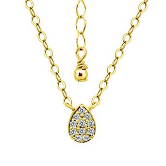Aleure Precioso Pave Cubic Zirconia Teardrop Pendant Necklace