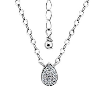 Aleure Precioso Pave Cubic Zirconia Teardrop Pendant Necklace