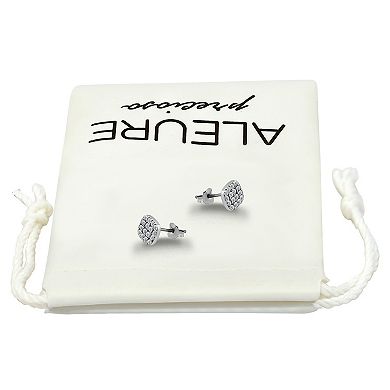 Aleure Precioso Pave Cubic Zirconia Square Stud Post Earrings