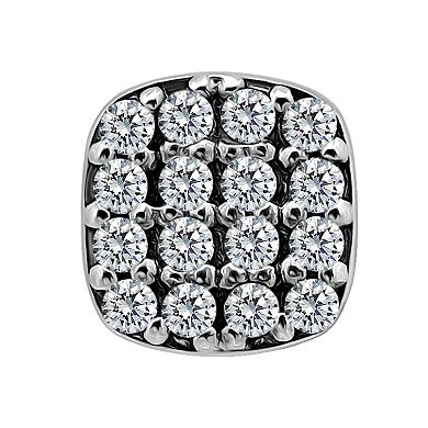 Aleure Precioso Pave Cubic Zirconia Square Stud Post Earrings