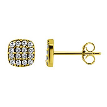 Aleure Precioso Pave Cubic Zirconia Square Stud Post Earrings