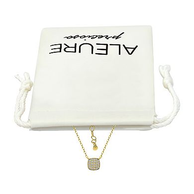 Aleure Precioso Pave Cubic Zirconia Square Pendant Necklace