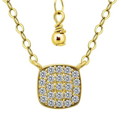 Aleure Precioso Pave Cubic Zirconia Square Pendant Necklace