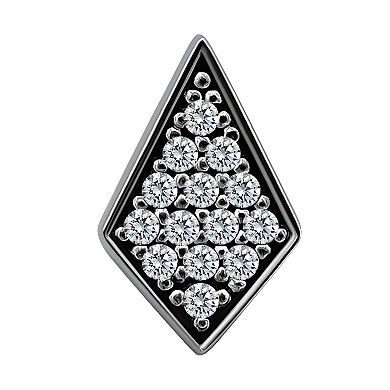 Aleure Precioso Pave Cubic Zirconia Geometric Diamond Shaped Stud Post Earrings