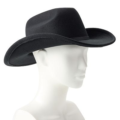 Nine West Western Hat Black Bohemian Wool Felt Wide Brim Grosgrain Trim Nine West | Accessories | Nine West Black Felt Western  main image 4