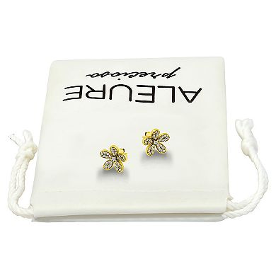 Aleure Precioso Pave Cubic Zirconia Flower Stud Post Earrings
