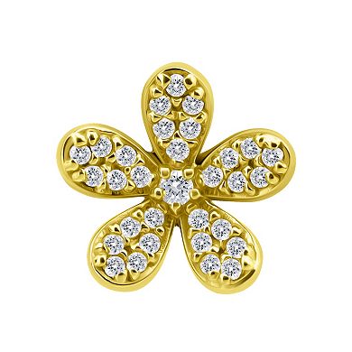 Aleure Precioso Pave Cubic Zirconia Flower Stud Post Earrings