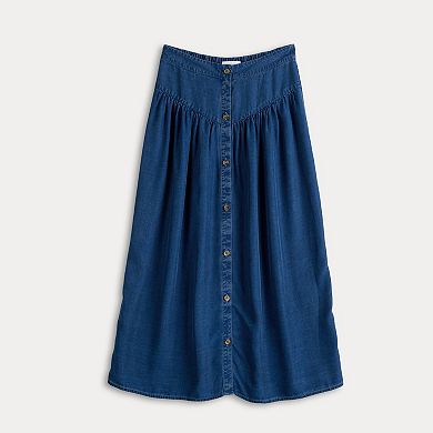 Women’s LC Lauren Conrad V-Yoke Button Front Midi Skirt