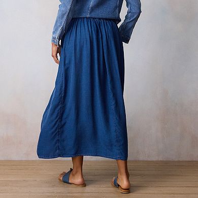 Women’s LC Lauren Conrad V-Yoke Button Front Midi Skirt