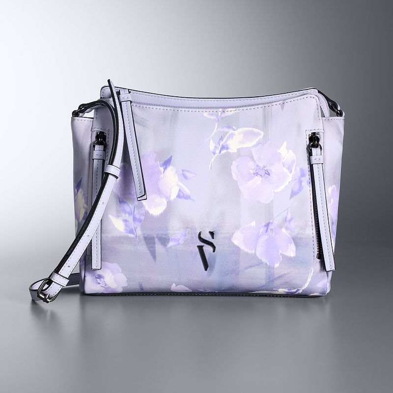Women's Simply Vera Vera Wang Logo Cara Crossbody Bag, Purple Water Floral